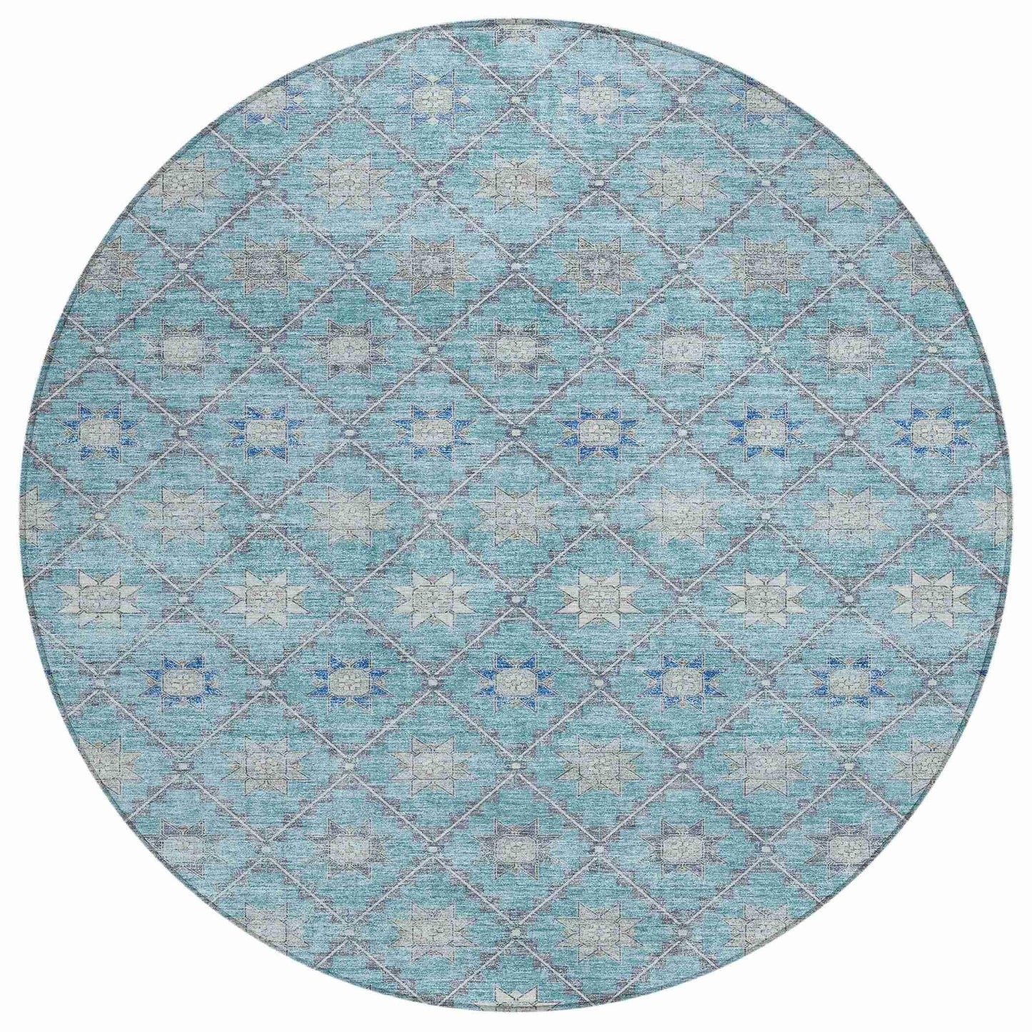 Uraas Teal Washable Indoor-Outdoor Rug