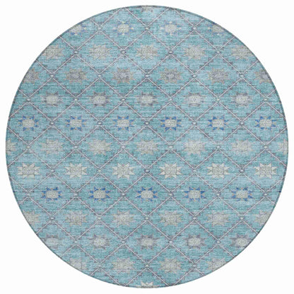 Uraas Teal Washable Indoor-Outdoor Rug