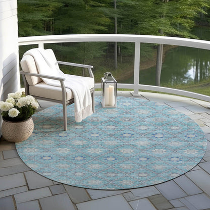 Uraas Teal Washable Indoor-Outdoor Rug
