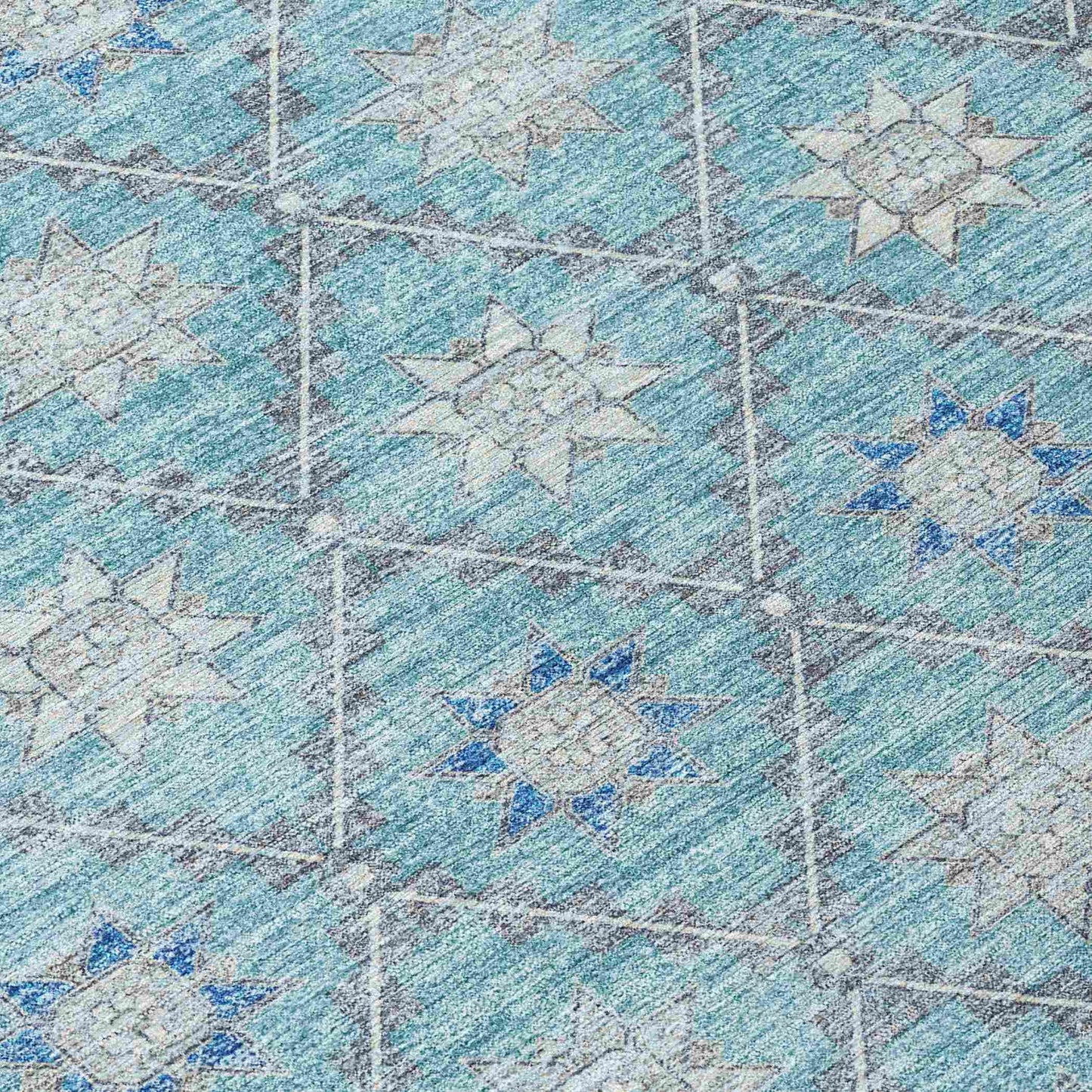 Uraas Teal Washable Indoor-Outdoor Rug