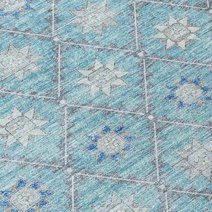 Uraas Teal Washable Indoor-Outdoor Rug