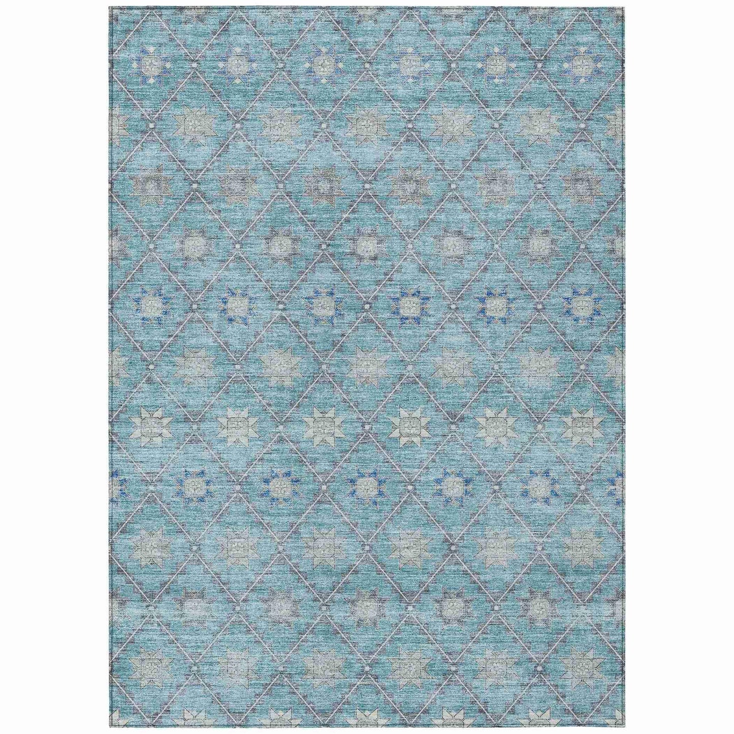 Uraas Teal Washable Indoor-Outdoor Rug