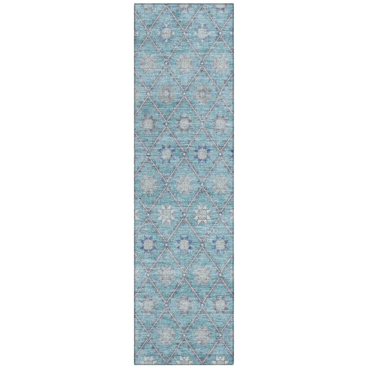 Uraas Teal Washable Indoor-Outdoor Rug