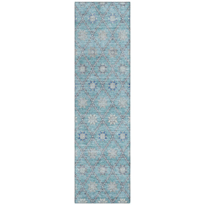 Uraas Teal Washable Indoor-Outdoor Rug