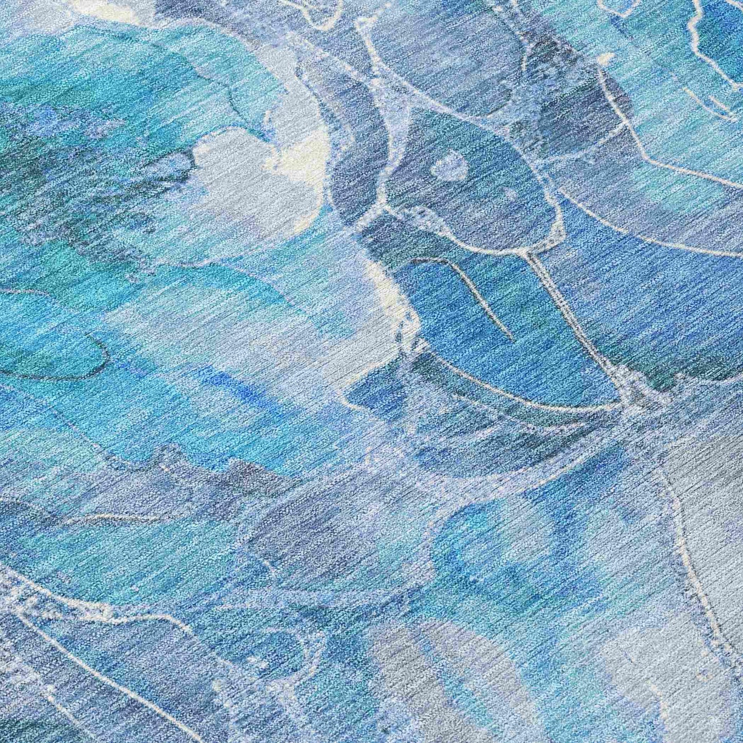 Uraien Blue Washable Indoor-Outdoor Rug