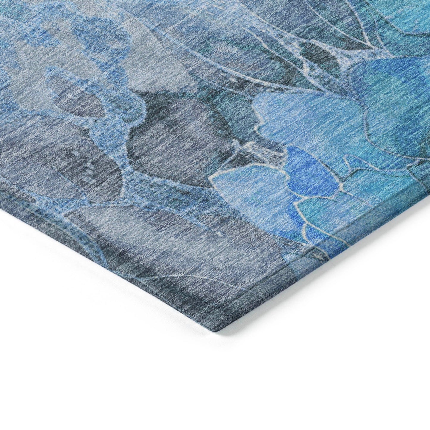 Uraien Blue Washable Indoor-Outdoor Rug