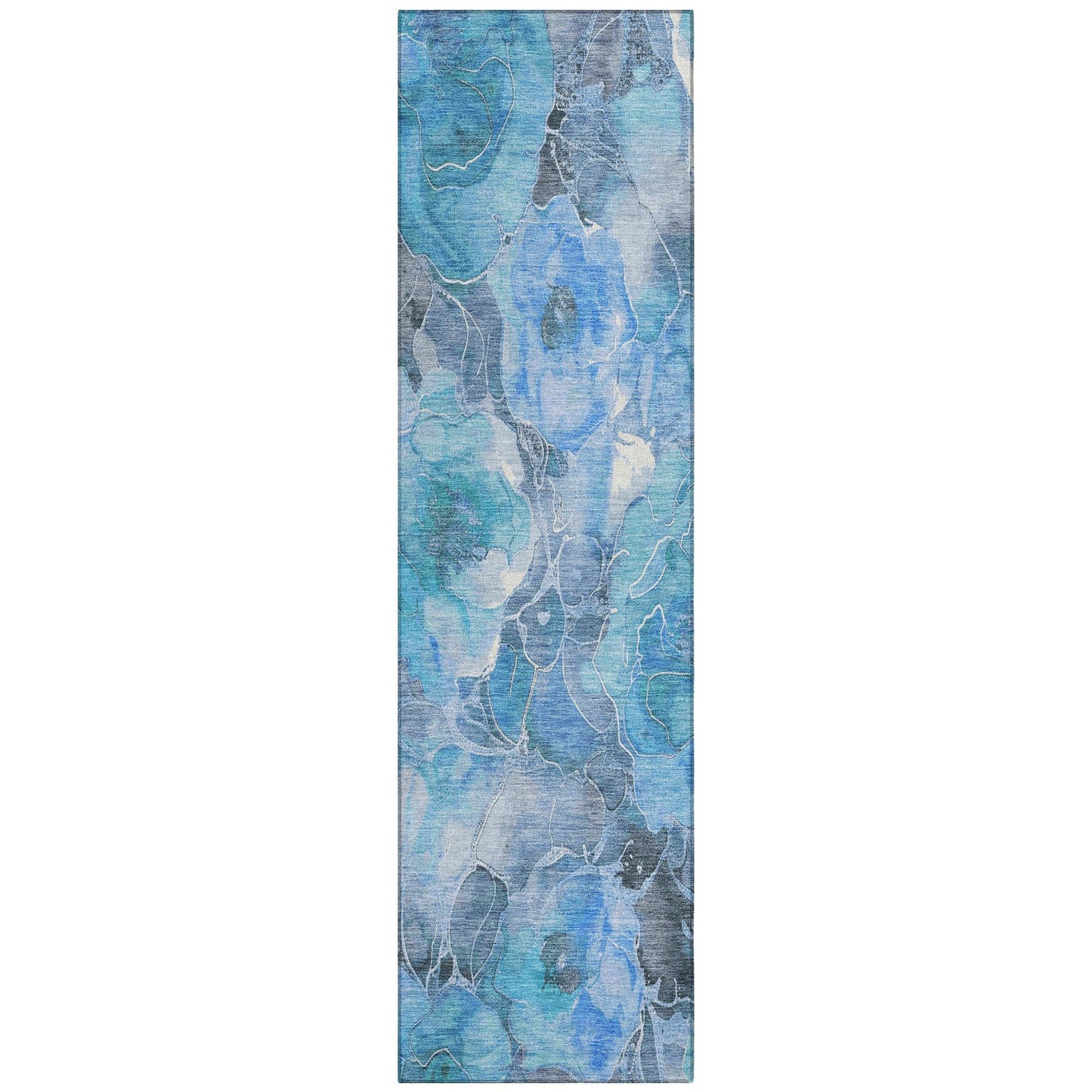 Uraien Blue Washable Indoor-Outdoor Rug