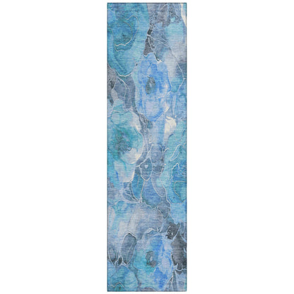 Uraien Blue Washable Indoor-Outdoor Rug