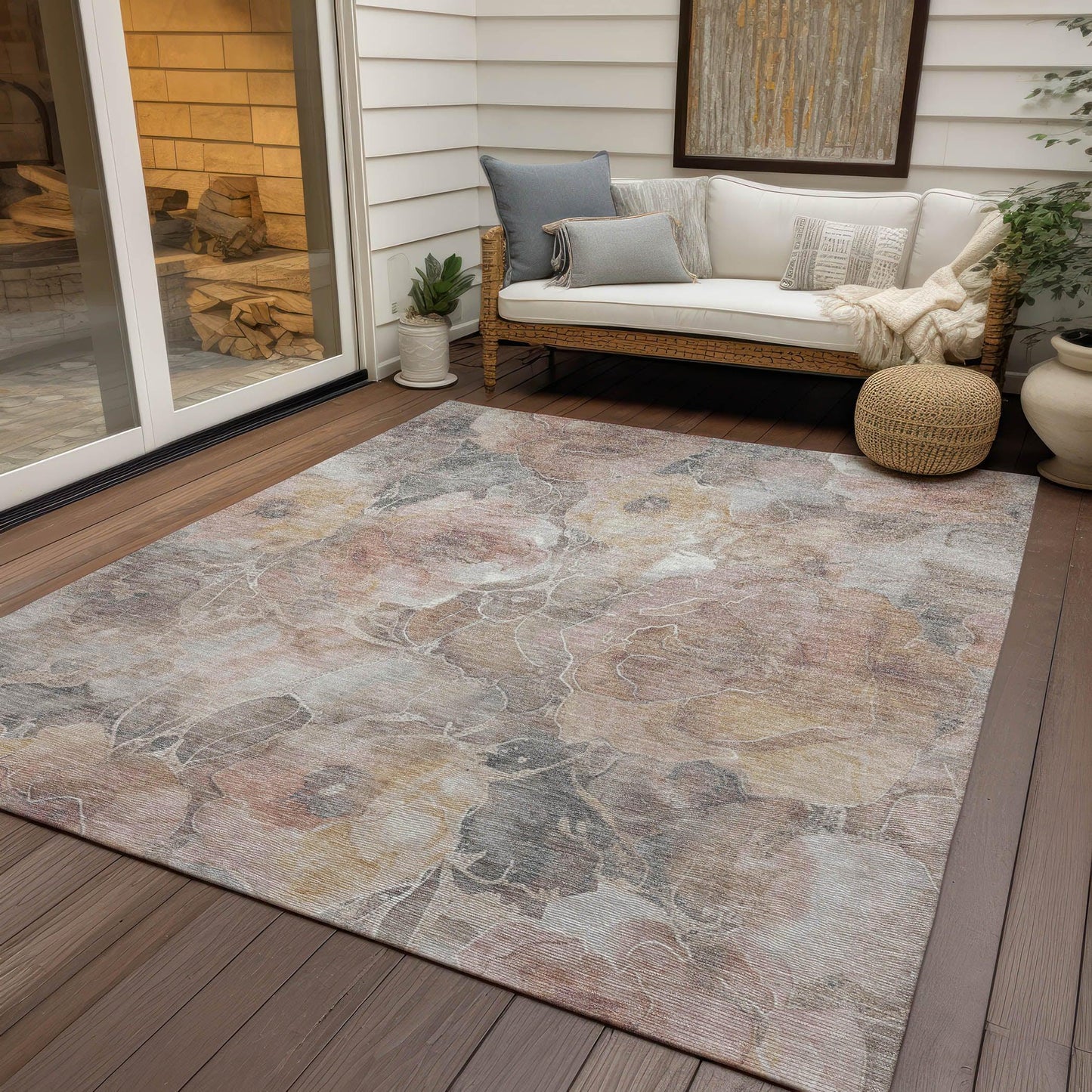 Uraien Brown Washable Indoor-Outdoor Rug