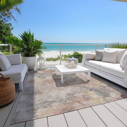 Uraien Brown Washable Indoor-Outdoor Rug