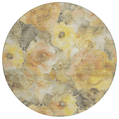 Uraien Gold Washable Indoor-Outdoor Rug