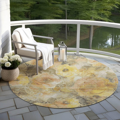 Uraien Gold Washable Indoor-Outdoor Rug