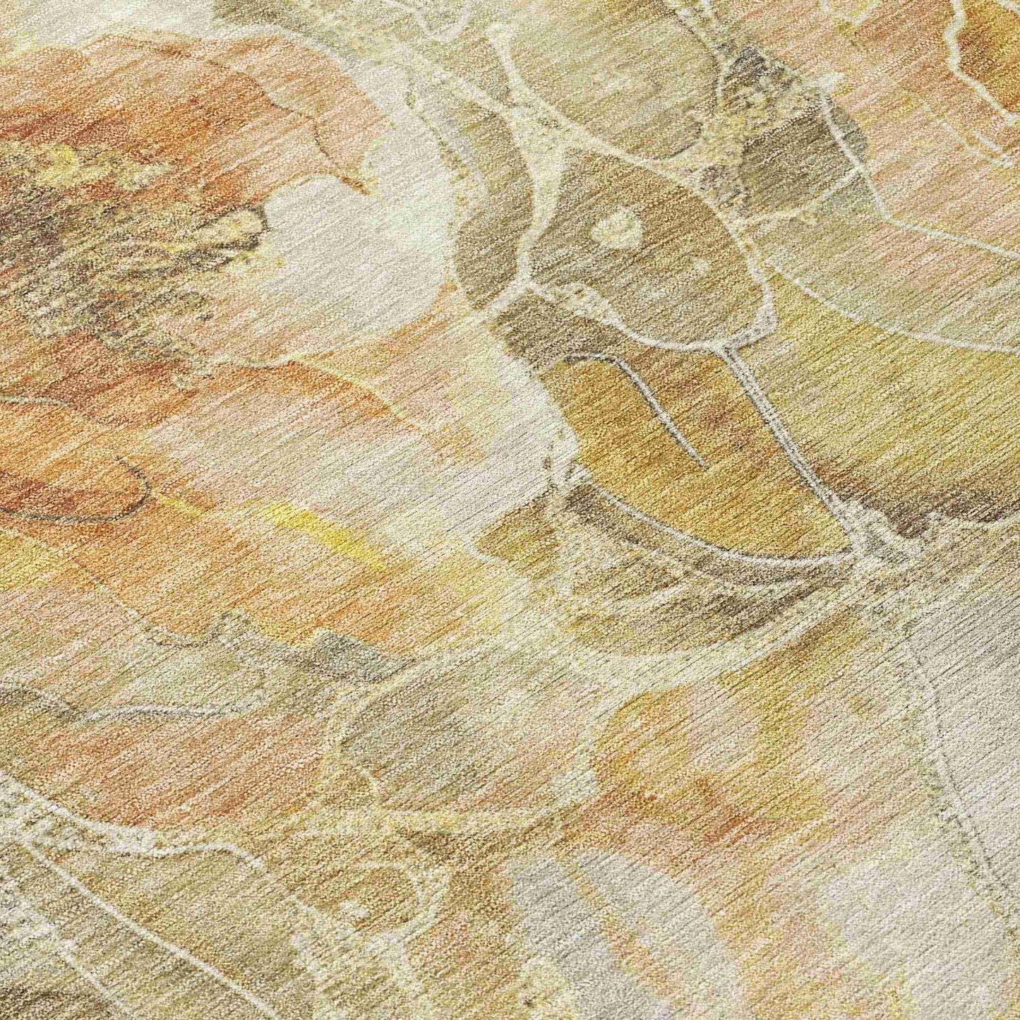 Uraien Gold Washable Indoor-Outdoor Rug