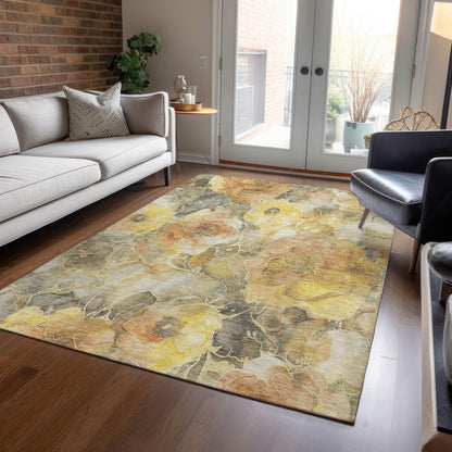 Uraien Gold Washable Indoor-Outdoor Rug