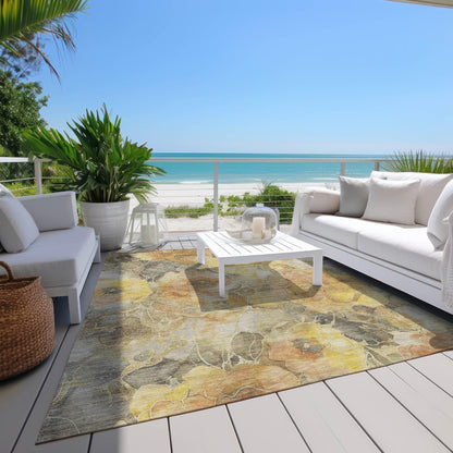 Uraien Gold Washable Indoor-Outdoor Rug