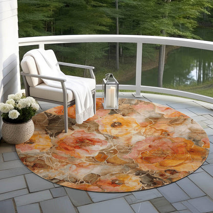 Uraien Orange Washable Indoor-Outdoor Rug