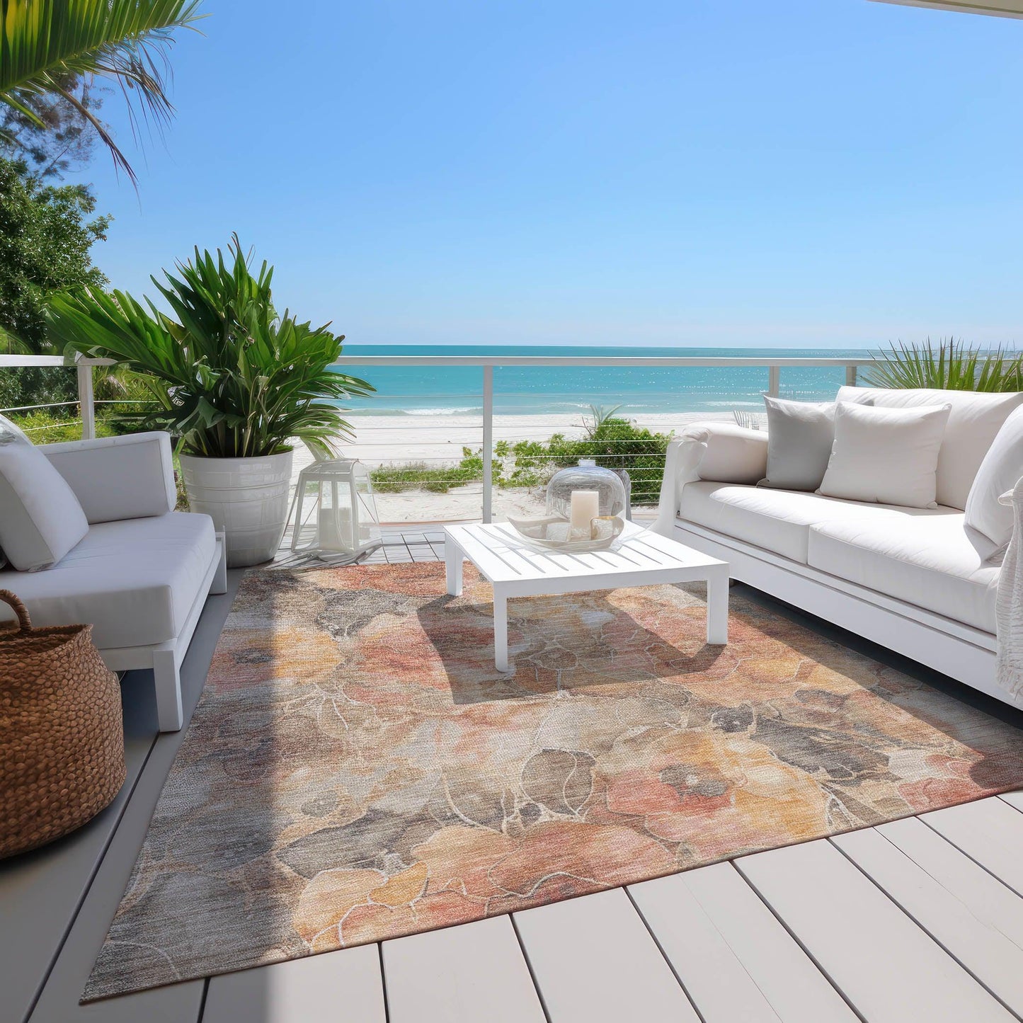 Uraien Peach Washable Indoor-Outdoor Rug