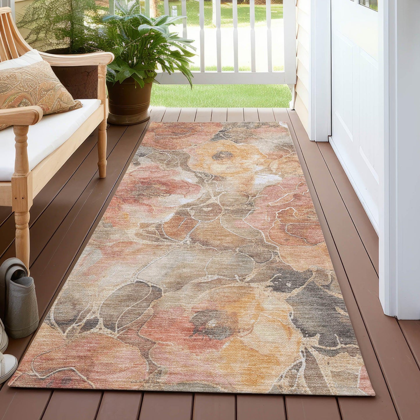 Uraien Peach Washable Indoor-Outdoor Rug