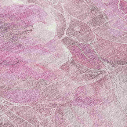 Uraien Pink Washable Indoor-Outdoor Rug