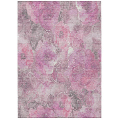 Uraien Pink Washable Indoor-Outdoor Rug