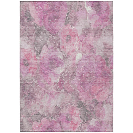 Uraien Pink Washable Indoor-Outdoor Rug