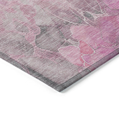 Uraien Pink Washable Indoor-Outdoor Rug