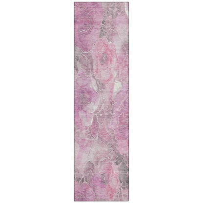 Uraien Pink Washable Indoor-Outdoor Rug