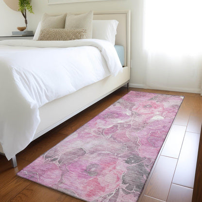Uraien Pink Washable Indoor-Outdoor Rug