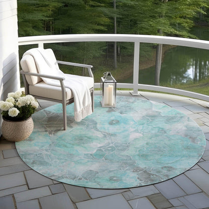 Uraien Teal Washable Indoor-Outdoor Rug