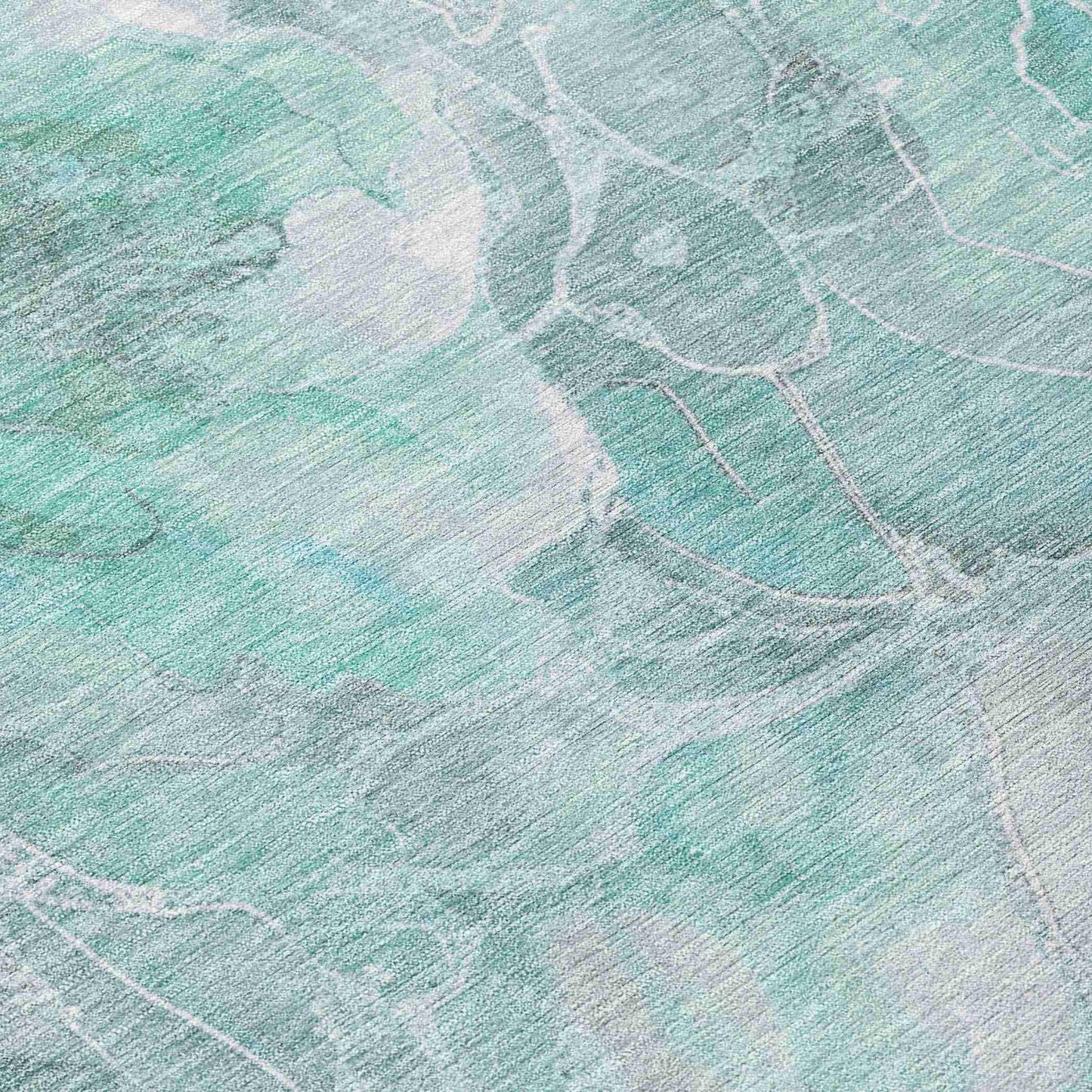 Uraien Teal Washable Indoor-Outdoor Rug