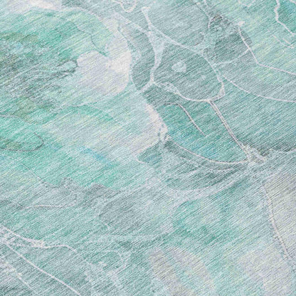Uraien Teal Washable Indoor-Outdoor Rug