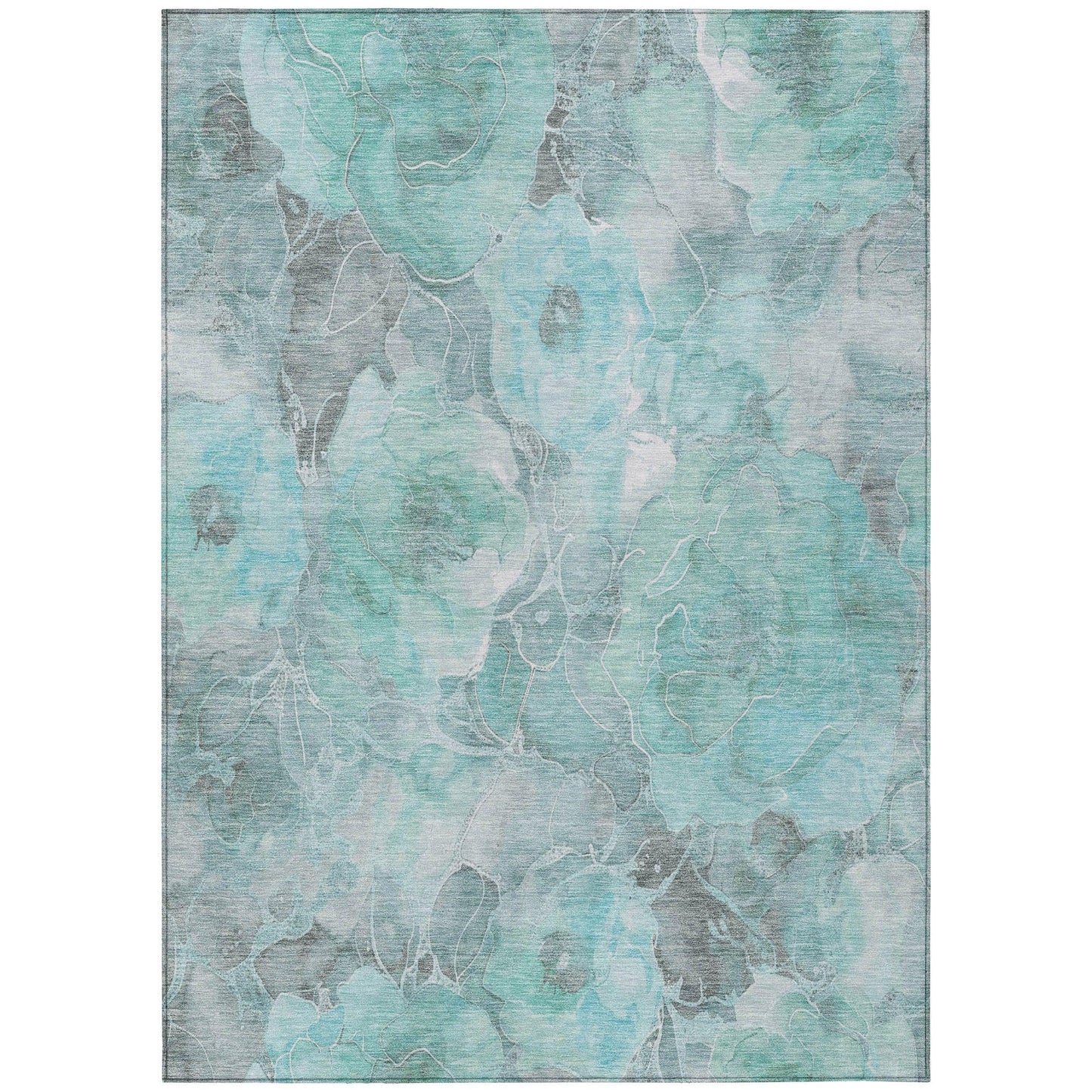 Uraien Teal Washable Indoor-Outdoor Rug