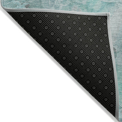 Uraien Teal Washable Indoor-Outdoor Rug