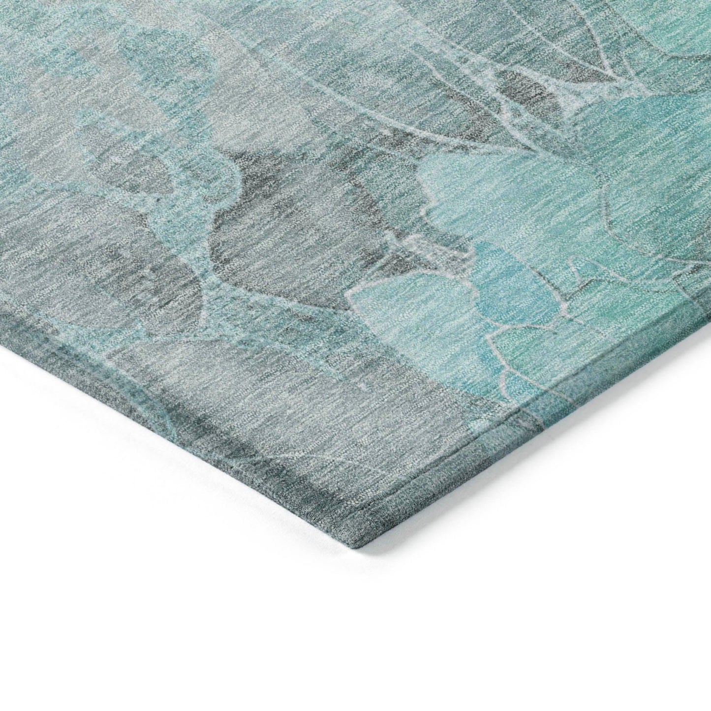 Uraien Teal Washable Indoor-Outdoor Rug