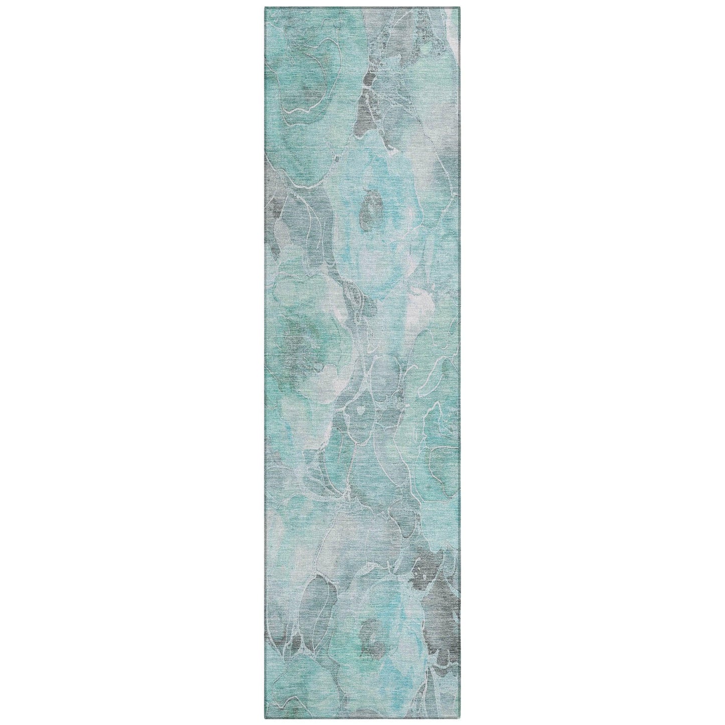 Uraien Teal Washable Indoor-Outdoor Rug