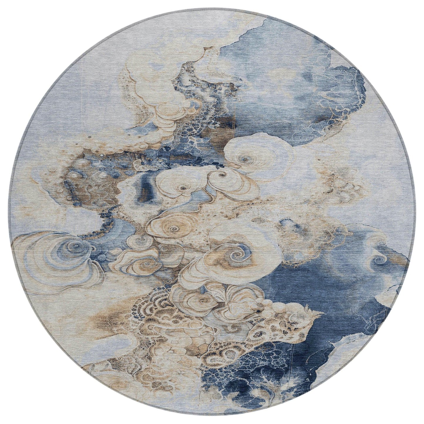 Uraion Blue Washable Indoor-Outdoor Rug