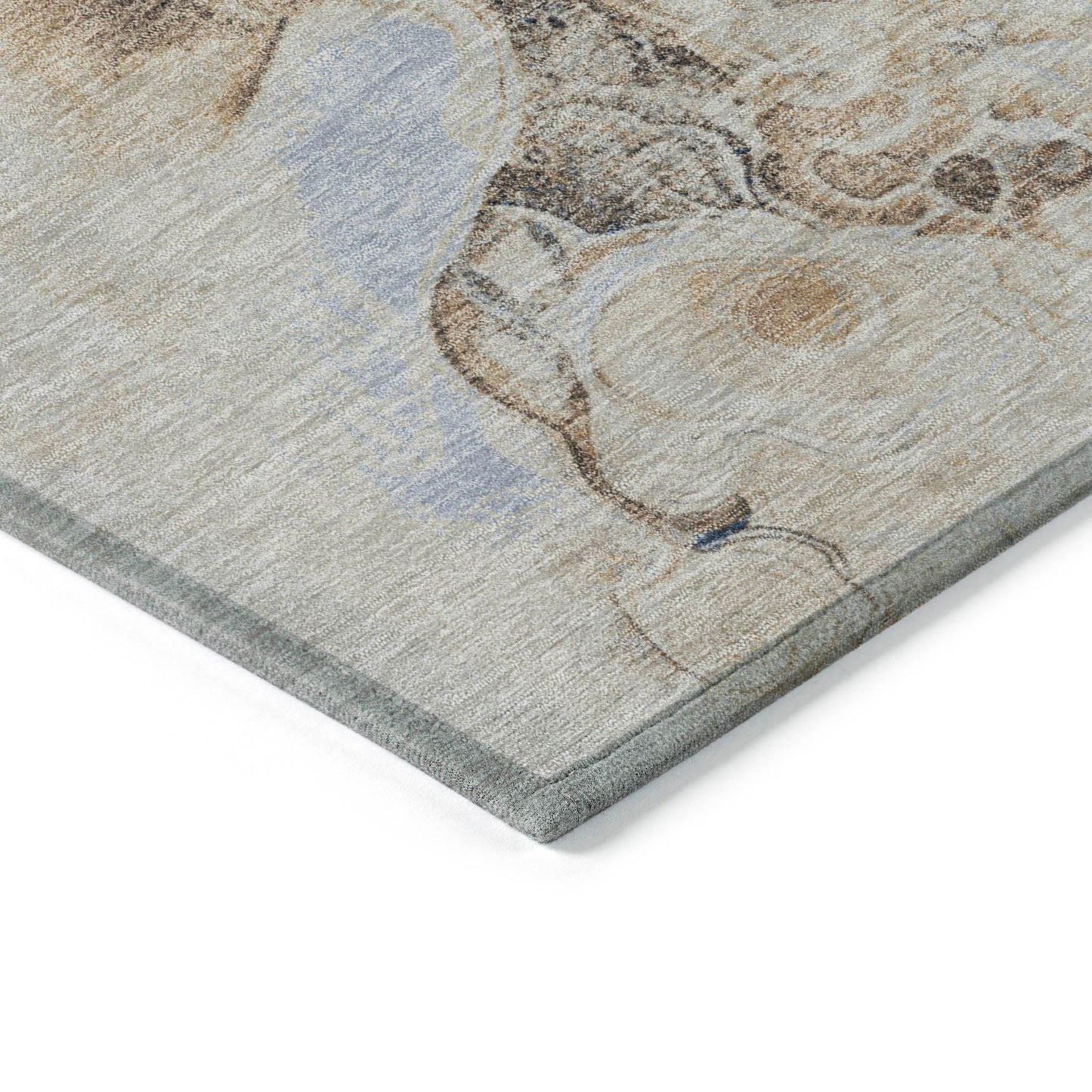 Uraion Blue Washable Indoor-Outdoor Rug