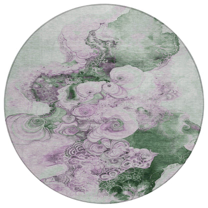 Uraion Green Washable Indoor-Outdoor Rug