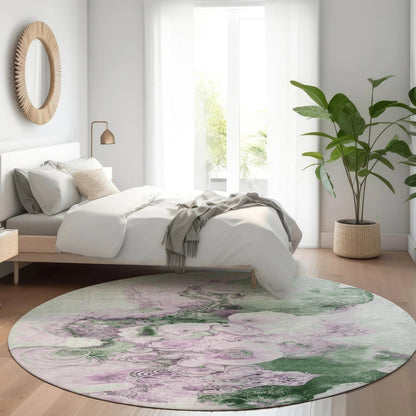 Uraion Green Washable Indoor-Outdoor Rug