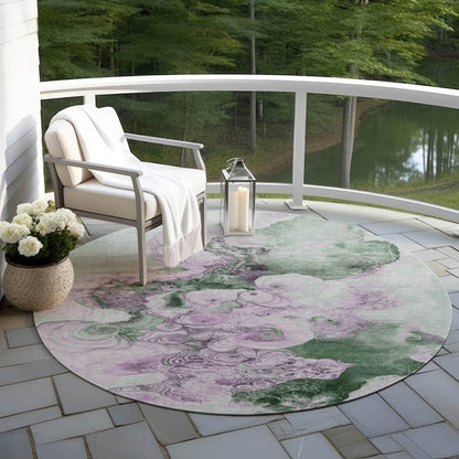 Uraion Green Washable Indoor-Outdoor Rug