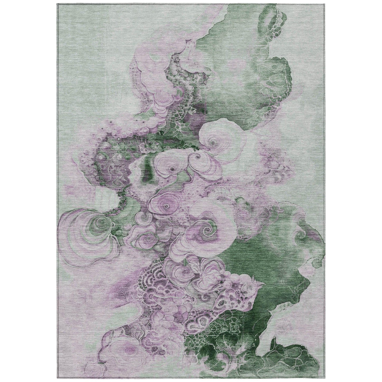 Uraion Green Washable Indoor-Outdoor Rug