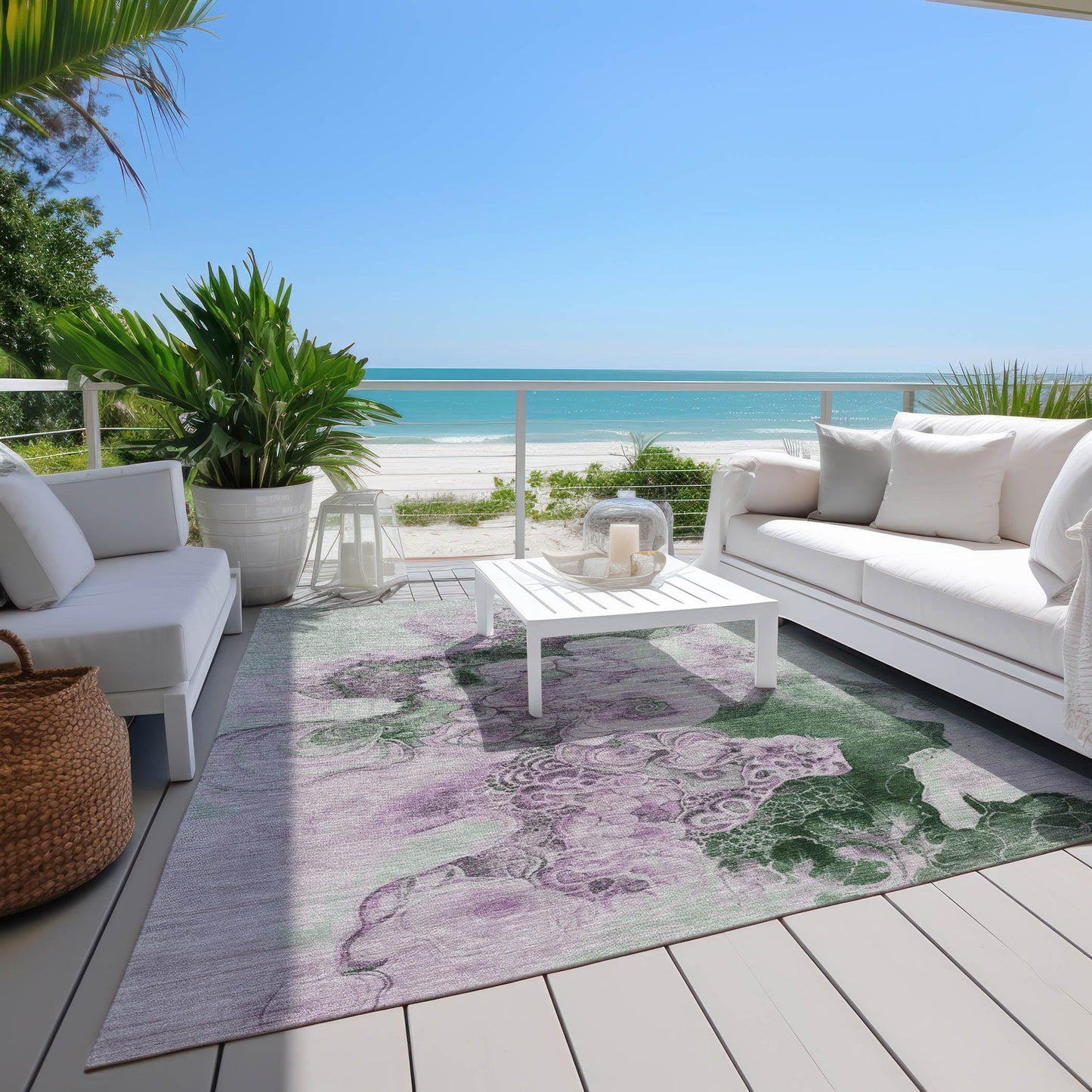 Uraion Green Washable Indoor-Outdoor Rug