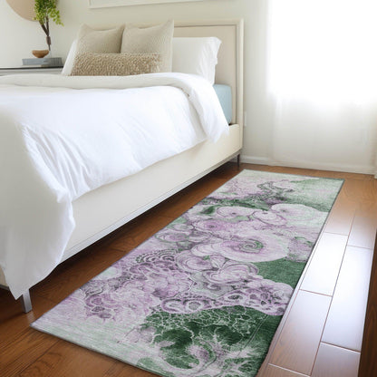 Uraion Green Washable Indoor-Outdoor Rug