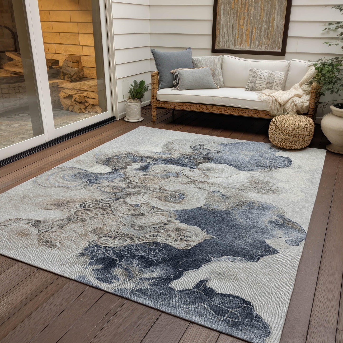 Uraion Ivory Washable Indoor-Outdoor Rug