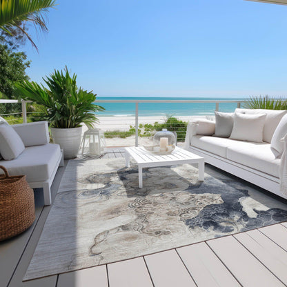 Uraion Ivory Washable Indoor-Outdoor Rug