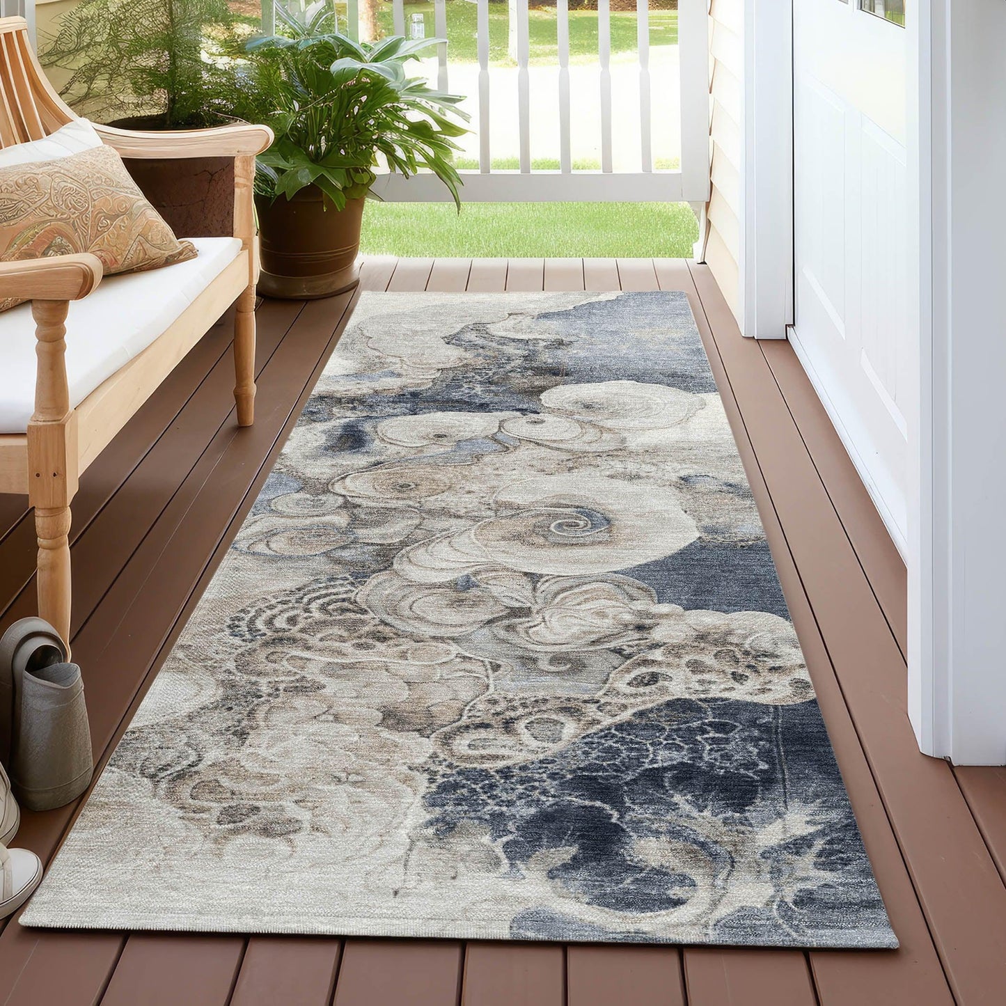 Uraion Ivory Washable Indoor-Outdoor Rug
