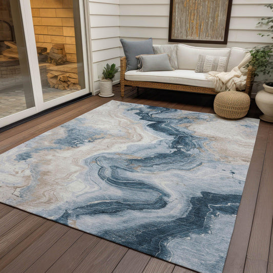 Vaelain Beige Washable Indoor-Outdoor Rug