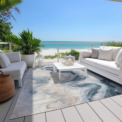 Vaelain Beige Washable Indoor-Outdoor Rug