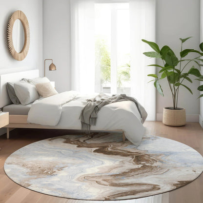 Vaelain Brown Washable Indoor-Outdoor Rug