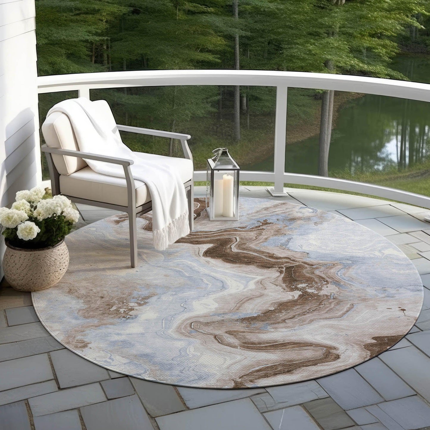 Vaelain Brown Washable Indoor-Outdoor Rug